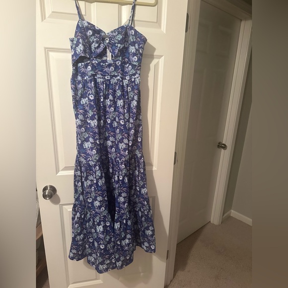 Summer Design Blue Floral Cutout O-Ring Tiered Maxi Dress - Picture 5 of 14